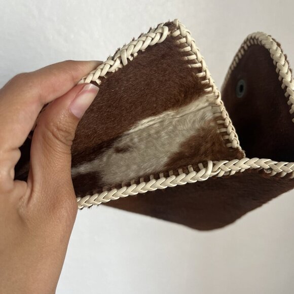 Unbranded Brown Faux Horse Hair Snap Closure Clutch - Picture 7 of 10